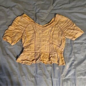 Women's Tan V-Neck Top